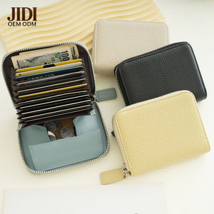 Portefeuille en cuir véritable antivol personnalisé en gros, porte-cartes multifonctionnel, porte-monnaie zippé grande capacité - Product Image 1