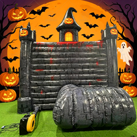 Maison hantée gonflable géante avec figurines de zombies, tente de labyrinthe d'horreur gonflable pour événements d'Halloween et décoration de jardin