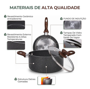 Offre Spéciale – Batterie de Cuisine Moderne en Alliage d'Aluminium avec Revêtement Céramique Effet Marbre, 11 Pièces, Compatible Induction, comprenant Casseroles et Marmites - Product Image 3