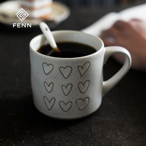 Taza de Té Japonesa Vintage FENN, Taza de Leche o Agua <span class=keywords><strong>para</strong></span> <span class=keywords><strong>Desayuno</strong></span>, Taza de Cerámica con Corazón, Taza de Café de Gres con Puntos, Taza de Arcilla, Taza de Regalo Personalizada - Product Image 1