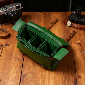 Nhà Sản Xuất OEM/ODM Cổ Điển Màu Xanh Lá Cây Top Grain Da Máy Ảnh Vai Túi Bền Máy Ảnh Satchel Túi Máy Ảnh Tốt Túi Trên Bán - Product Image 4