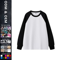 Pull tricoté décontracté pour homme automne-hiver, col rond, manches raglan, en coton composite 320g, coupe ample, couleur contrastante, manches longues
