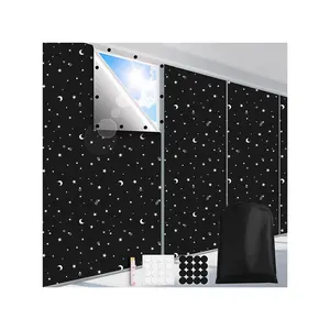 Portable Blackout Stars And Moon Curtains Cut to Size Temporary Shades Blinds For the Living Room