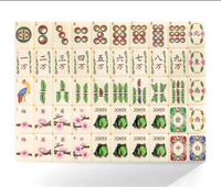 Set Ubin Mahjong Akrilik Ukiran Mewah Lapis Tunggal Warna Ivory Kustom, Golden Harvest Premium, Kit Permainan Meja Koleksi