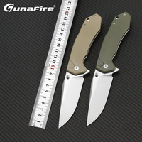 Couteau de poche portable en acier inoxydable, couteau pliant avec manche G10, couteau de chasse utilitaire pour l'extérieur, outil de survie en camping, cadeau T0034