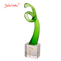 Trophée personnalisé en cristal gravé style fleur, écologique, finition polie, imprimé 2 couleurs pour la formation et les événements