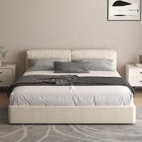 Cadre de lit double queen size moderne avec revêtement en tissu, style Kind, meubles de chambre à coucher