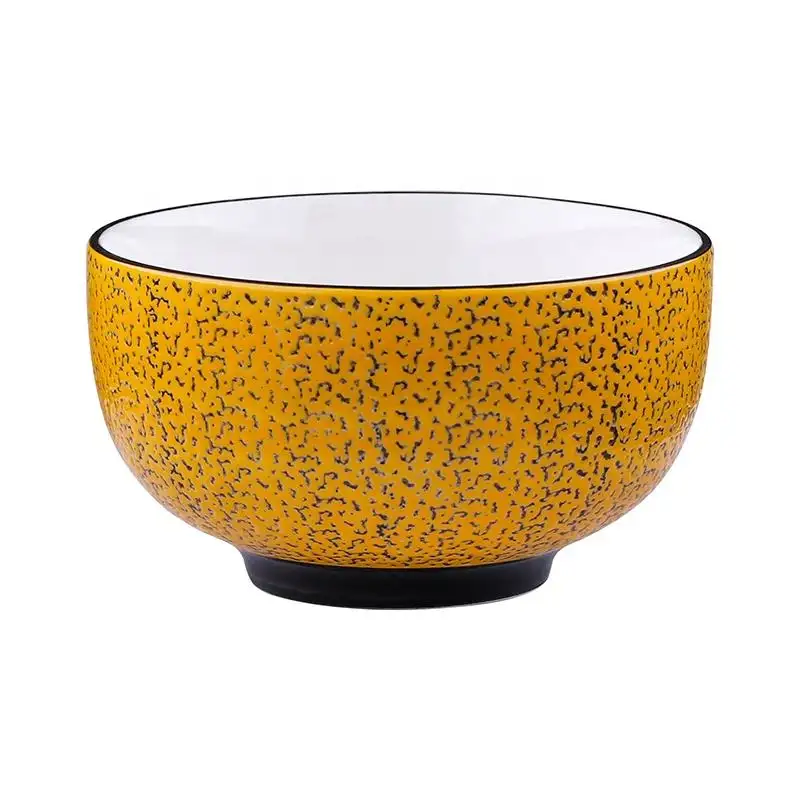 Kunden spezifische handgemachte neue Design Keramik schalen gelbe Farbe 4,5 Zoll Suppe Reiss alat Ramen Bowl