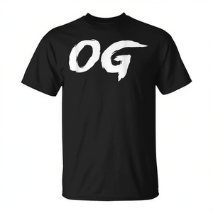 Camiseta Promocional Unisex de Cuello Redondo y Manga Corta con Estampado Gráfico Og en Estilo Pincel Blanco Intenso - Product Image 2