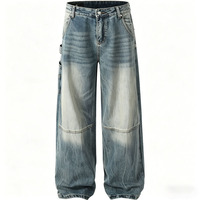 Jean baggy bootcut délavé et vieilli pour homme, style streetwear, design personnalisé, pantalon en denim décontracté