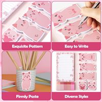 Bloc-notes autocollant cochon rose, ensemble de blocs-notes mignons kawaii, notes en forme de cochon, papeterie scolaire et de bureau pour enfants, cadeau