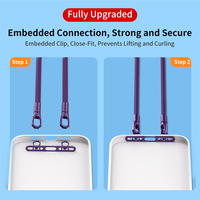 Longe de téléphone ultra-mince en acier inoxydable avec double boucle Connecteur anti-perte durable Autocollant arrière en métal Sangles de téléphone portable