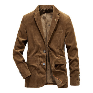 Giacca <span class=keywords><strong>Blazer</strong></span> Casual Sportiva di Alta Qualità a Due Bottoni per <span class=keywords><strong>Uomo</strong></span>, Abbigliamento da Lavoro, Foderata in Velluto a Coste, Vestibilità Slim - Product Image 1