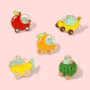 Wholesale Funny Frog Cars Cute Animal Pins Hard Enamel Cute Pin Set for christmas gifts