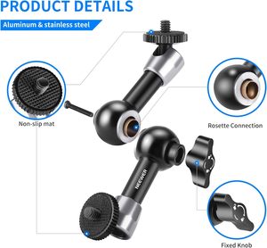 NEEWER Bras articulé à friction réglable de 15 cm avec vis 1/4'' aux deux extrémités, compatible avec les cages <span class=keywords><strong>SmallRig</strong></span>, les flashs, les éclairages LED, les micros et les moniteurs - Product Image 4