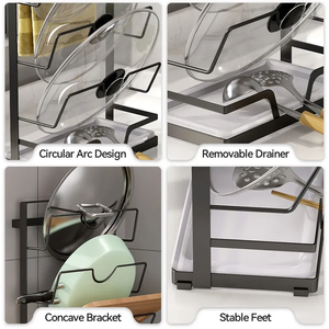 Étendoir à vaisselle en acier inoxydable antirouille 2 niveaux grand égouttoir à vaisselle pour comptoir de cuisine égouttoir porte-ustensile - Product Image 5