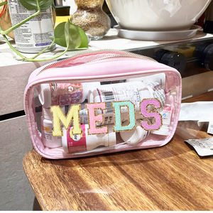 กระเป๋าเก็บยาแบบกันน้ำ DIY ลายตัวอักษรเชนิลล์  กระเป๋าจัดระเบียบยา  กระเป๋าใส่ยาแบบมีซิป  กระเป๋าใส่ยาแบบใส - Product Image 1