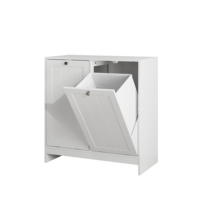 Panier à linge moderne inclinable avec panier amovible, armoire de rangement dissimulée, organisateur autoportant pour salon, blanc