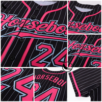 Ensemble uniforme de baseball personnalisé pour filles, en polyester à fines rayures, broderie Canada-Amérique, maillot noir et blanc vierge