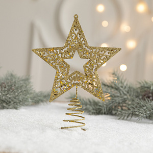 Adorno de árbol de Navidad con forma de estrella brillante, decoraciones navideñas, adornos para árboles de Navidad, decoración festiva de temporada, dorado - Product Image 3