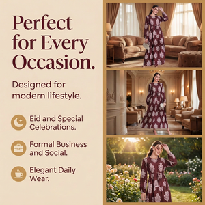 ชุดเดรสพิมพ์ลายมุสลิมสำหรับผู้หญิง ความยาวเต็มตัว เอวผูกเชือก สไตล์เรียบร้อย ขายส่ง - Product Image 4