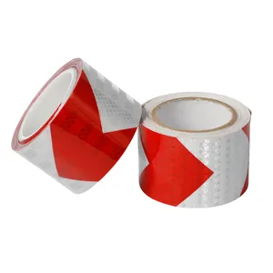 Red White Reflective Caution Tape Outdoor Waterproof Conspicuity Strong Adhesive Reflector Tape Warning Safety Reflective Tap