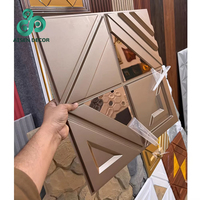AISEN DECOR Miroir Moderne Panneaux Muraux 3D PVC Carreaux Muraux en Plastique Doré
