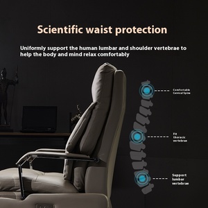 Silla Ejecutiva de Cuero Genuino con Ajuste Eléctrico y Características Ergonómicas, con <span class=keywords><strong>Reposapiés</strong></span> Automático - Product Image 3