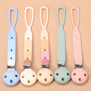 Silicone Pacifier Clip Chain Baby Teether Anti Drop Chain 0-12 Months Bpa Free Food Grade <b>Material</b> White Straight Body - Product Image 2