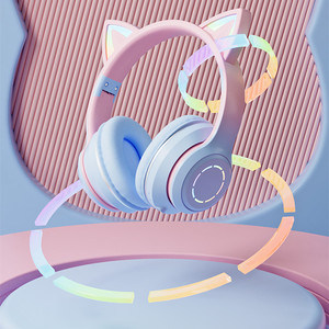 Lonvel hồng tai Mèo Tai nghe với RGB LED ánh sáng linh hoạt Mic chơi game Tai nghe 7.1 Surround Tai nghe máy tính cho PC Gamer - Product Image 2