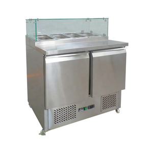 Réfrigérateur à salade de Pizza, Table de travail, couvercle en verre blanc - Product Image 2