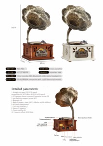 Gramófono Retro, <span class=keywords><strong>reproductor</strong></span> <span class=keywords><strong>de</strong></span> madera antiguo, caja <span class=keywords><strong>de</strong></span> sonido, fonógrafo, Tocadiscos - Product Image 3