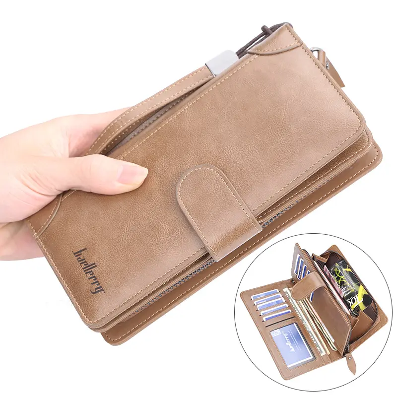 Men Wallet Casual Business Zipper Pu Leather Coin Bags Multi-Card Holder Male Purse With Zip