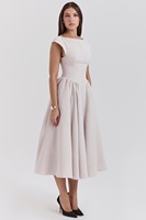 Robes Chic 2025 Sexy Sans Dos Col Rond Robe de Soirée Robes d'Été Élégantes Coupe A-ligne Robes Midi pour Fête d'Anniversaire Femme