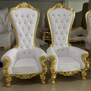 Factory sale luxury royal cheap king throne chairs gold wedding chair for bride and groom