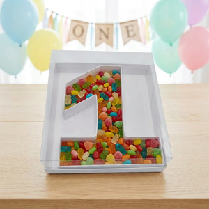 8" Birthday Party Chocolate Sweet Jelly Bean Cardboard Coated Paper Rigid <b>Boxes</b> Disposable Matt Lamination Letter Number Shaped - Product Image 1