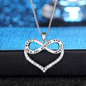 CAOSHI 2026 Collana da Donna con Ciondolo a Cuore <span class=keywords><strong>Infinito</strong></span> Inciso con '<span class=keywords><strong>Ti</strong></span> <span class=keywords><strong>Amo</strong></span> per Sempre e per l'Eterno' e Zirconi Incastonati, Ideale per Matrimoni - Product Image 2