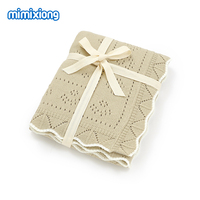 Nueva Llegada Mimixiong, Mantas de Bebé Tejidas a Crochet con Borde de Concha, Personalizadas, Encantadoras, con Diseño Calado, de Algodón Suave