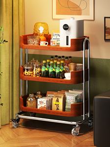 <span class=keywords><strong>Table</strong></span> basse en bois mobile de nouveau type, salon, chariot de rangement à trois niveaux, luxe léger, <span class=keywords><strong>esthétique</strong></span> élevée - Product Image 1