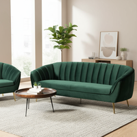 Canapé en tissu trois places Nisco - Design moderne, rembourrage en mousse à mémoire de forme, pieds en métal, confortable et durable, garantie 1 an pour usage hôtelier