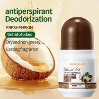 Déodorant anti-transpirant à la noix de coco en roll-on, marque privée, rafraîchissant, contrôle des odeurs, non gras, parfum corporel portable