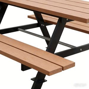 Ensemble <span class=keywords><strong>table</strong></span> et <span class=keywords><strong>banc</strong></span> de pique-nique de camping en bois massif moderne et durable pour l'extérieur, avec structure métallique et <span class=keywords><strong>coussin</strong></span> imperméable - Product Image 2