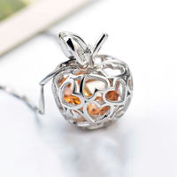 925 Silber Modeschmuck Bernstein Zirkon Apfel förmige Medaillon Anhänger