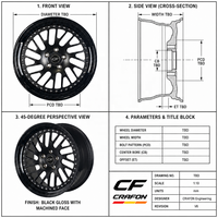 Jantes forgées en 2 pièces CF 20 pouces 5x114.3 ET10 pour voitures de tourisme, compatibles avec les coupés sport de luxe, jantes à rebord profond
