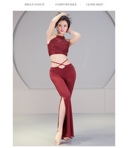 Nouvel ensemble sexy de <span class=keywords><strong>danse</strong></span> orientale avec haut à paillettes et pantalon, tenue d'entraînement pour la <span class=keywords><strong>danse</strong></span> du ventre, ensemble 4 pièces pour femmes - Product Image 6