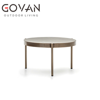 Table latérale en aluminium brossé, Design moderne de luxe, cadre en marbre, jardin, balcon, patio, offre spéciale
