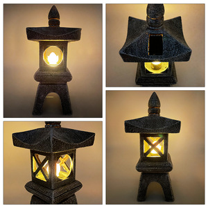 Linternas de piedra de jardín japonés, luz Solar, lámpara de Pagoda de templo, estatua de Buda para exteriores, escultura de Pagoda - Product Image 6
