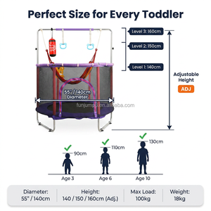 <span class=keywords><strong>Trampoline</strong></span> 4-en-1 pour enfants 55'' avec sac de boxe, anneaux, hamac, certifié TUV, pour tout-petits, utilisation intérieure - Product Image 2