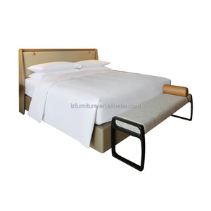 Inexpensive Commercial 3 Star Hotel Bedroom Furniture Package Wooden Base <b>Queen</b> <b>Size</b> <b>Bed</b> Frame With Headboard & Ottoman For Sale - Product Image 2