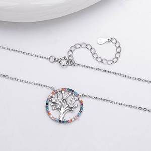 Nouveau collier Arbre de Vie en argent sterling S925 avec CZ colorés, pendentif élégant, bijoux fins pour femmes, cadeau OEM ODM - Product Image 6